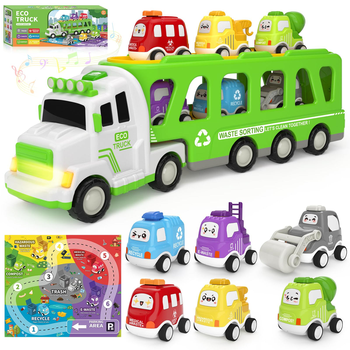 ZERDROFY 7-in-1 toddler truck with playmat boosts imaginative play and learning.