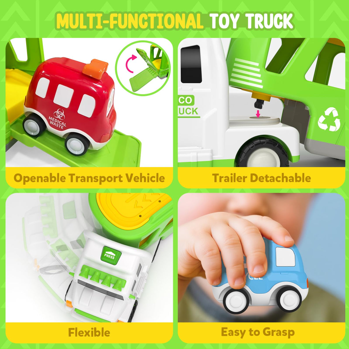 ZERDROFY waste sorting theme introduces sorting concepts through pretend trucks.