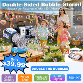 Zerhunt bubble storm delivers up to 30,000 bubbles per minute.