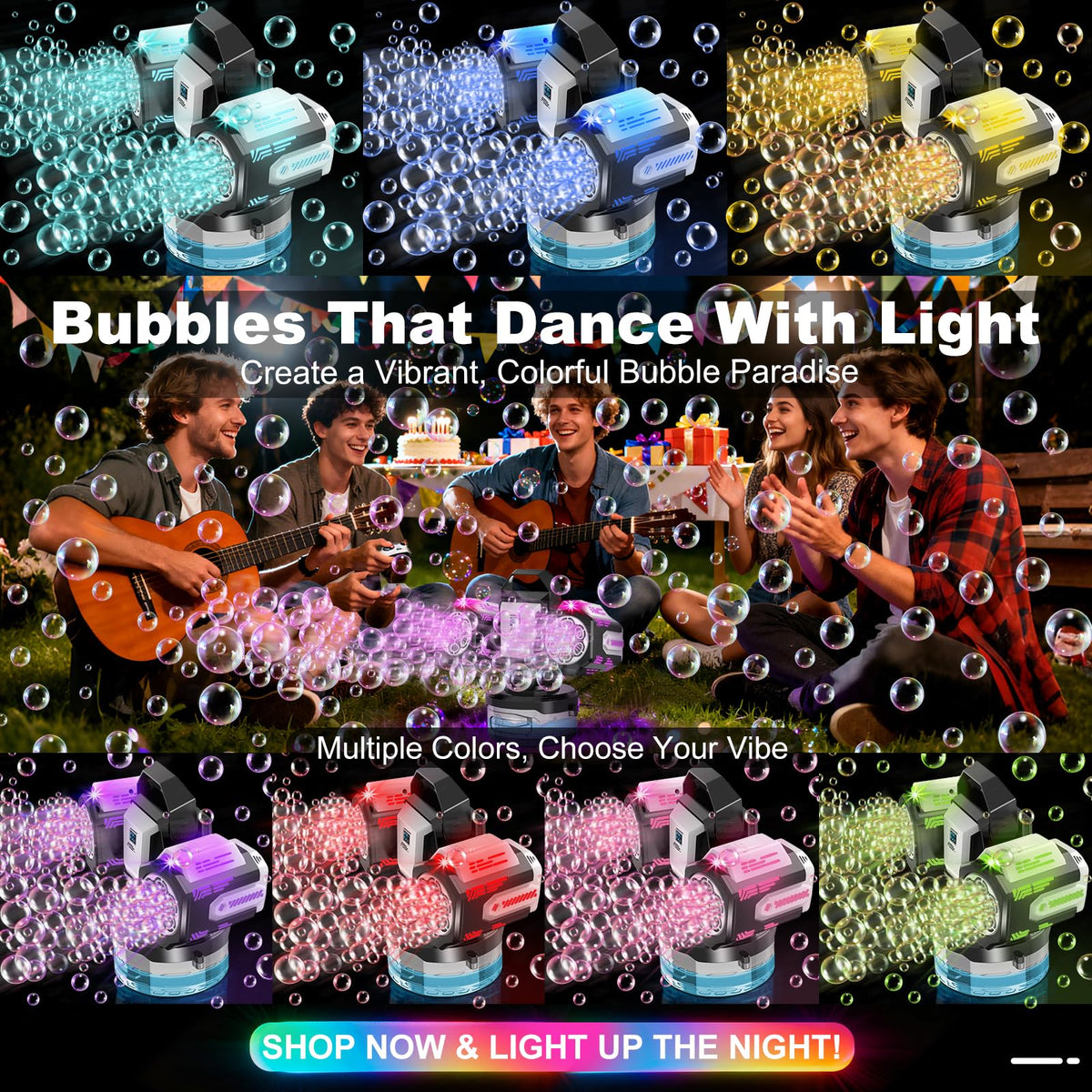 Zerhunt 360-degree rotation ensures wide bubble coverage for gatherings.