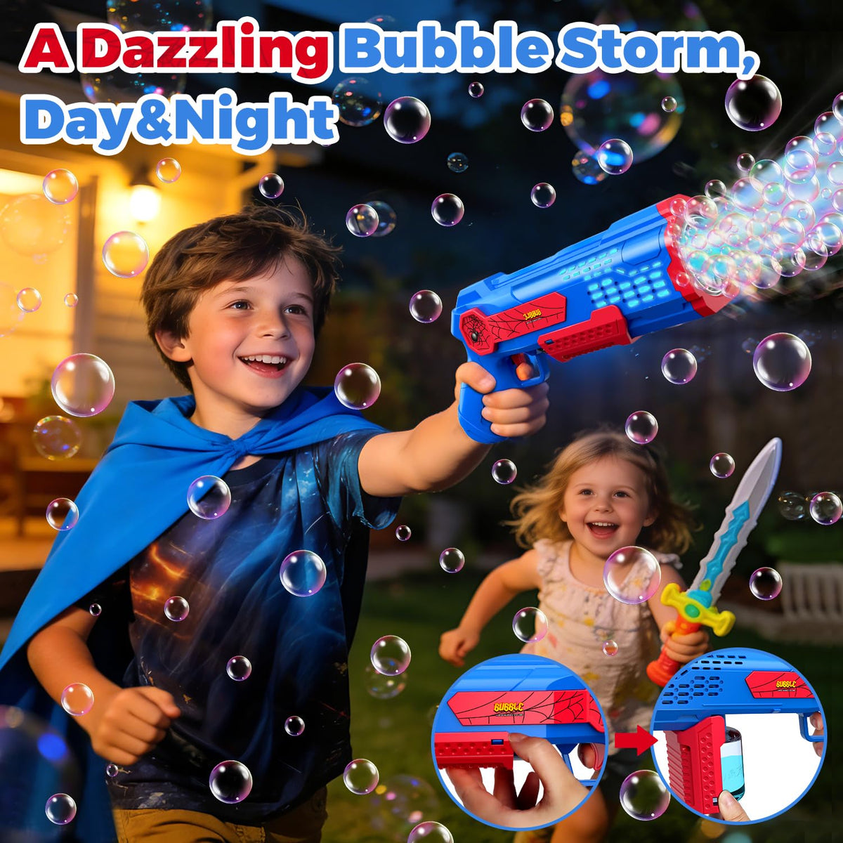 Zerhunt bubble gun 10-hole nozzle produces abundant bubbles for active chasing