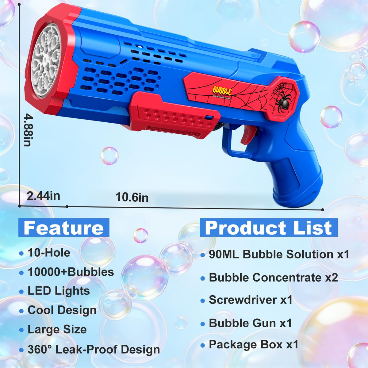 Zerhunt includes bubble solution and tablets for ready-to-use fun
