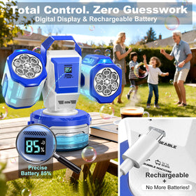 Zerhunt bubble machine adjustable vertical angle for flexible aiming.