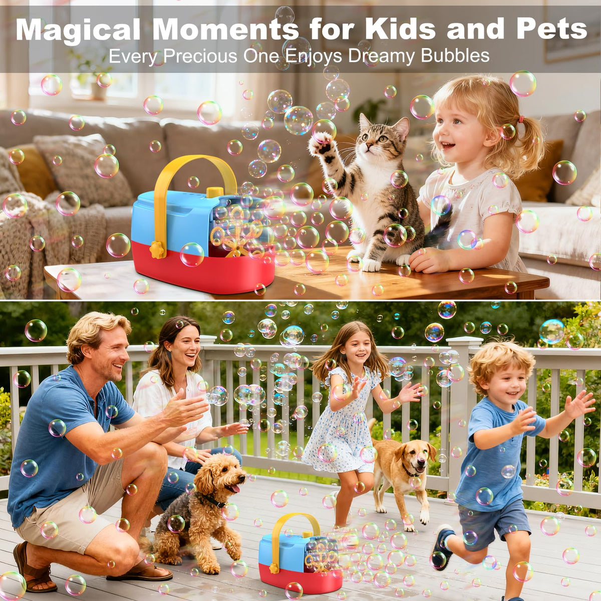 Zerhunt bubble machine enhances party setup with lively bubbles
