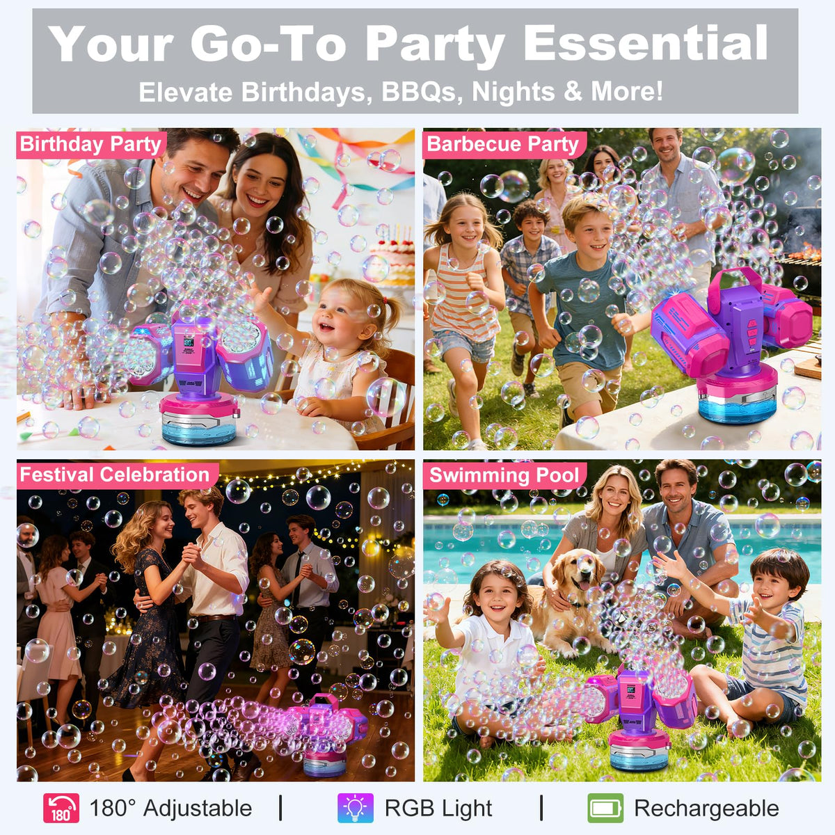 Zerhunt bubble machine wedding party setup for magical moments and photos