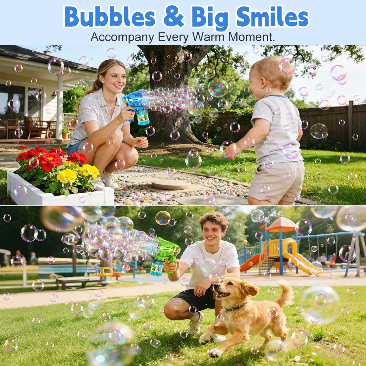 Zerhunt one-button design lets kids start the bubble show easily