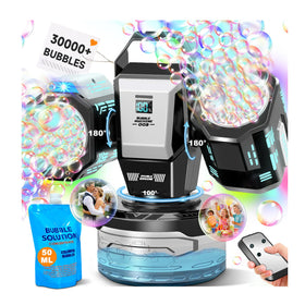 Zerhunt bubble machine front view with RGB lights for stunning party ambiance.