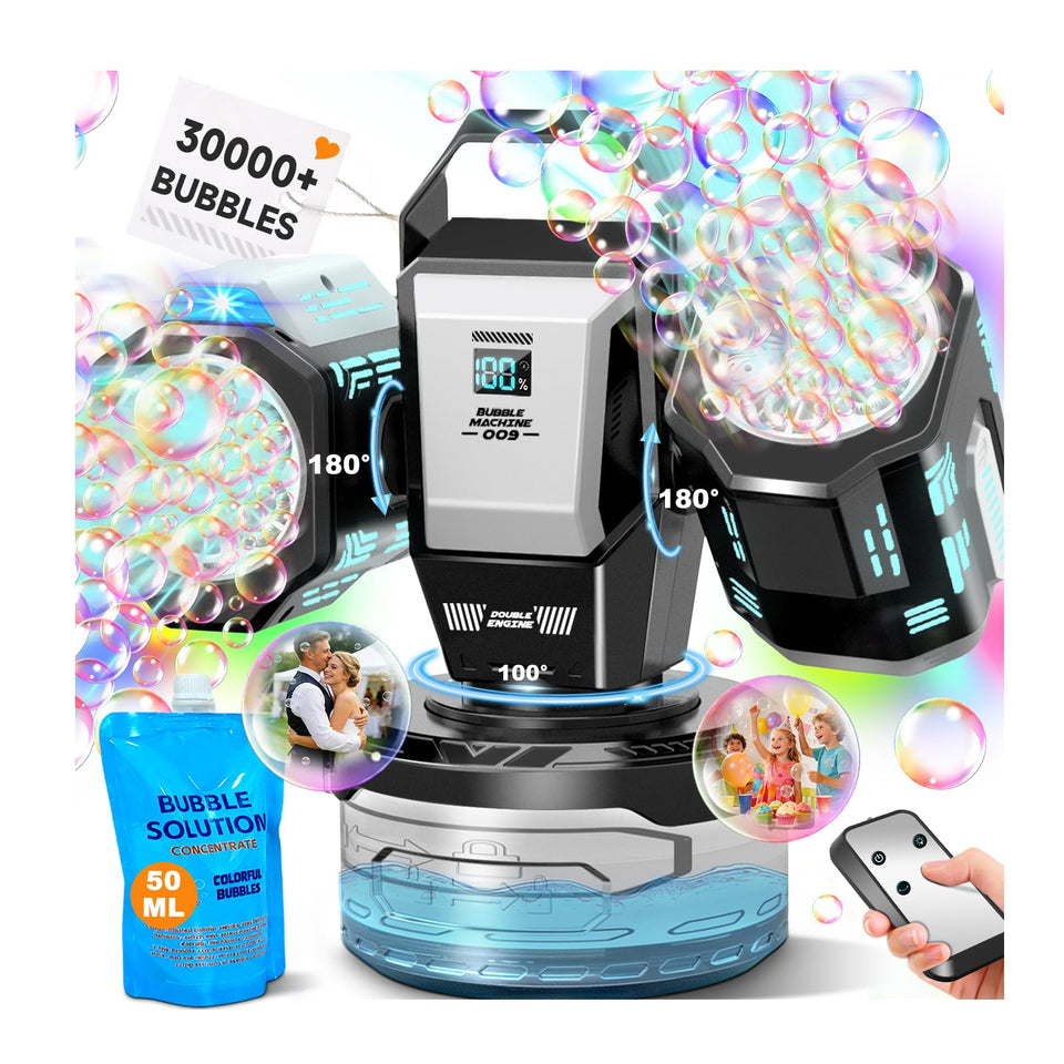 Zerhunt bubble machine front view with RGB lights for stunning party ambiance.