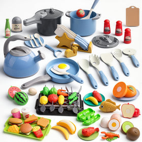 Zero Zoo 105Pcs pots and pans for imaginative play and pretend cooking adventures.