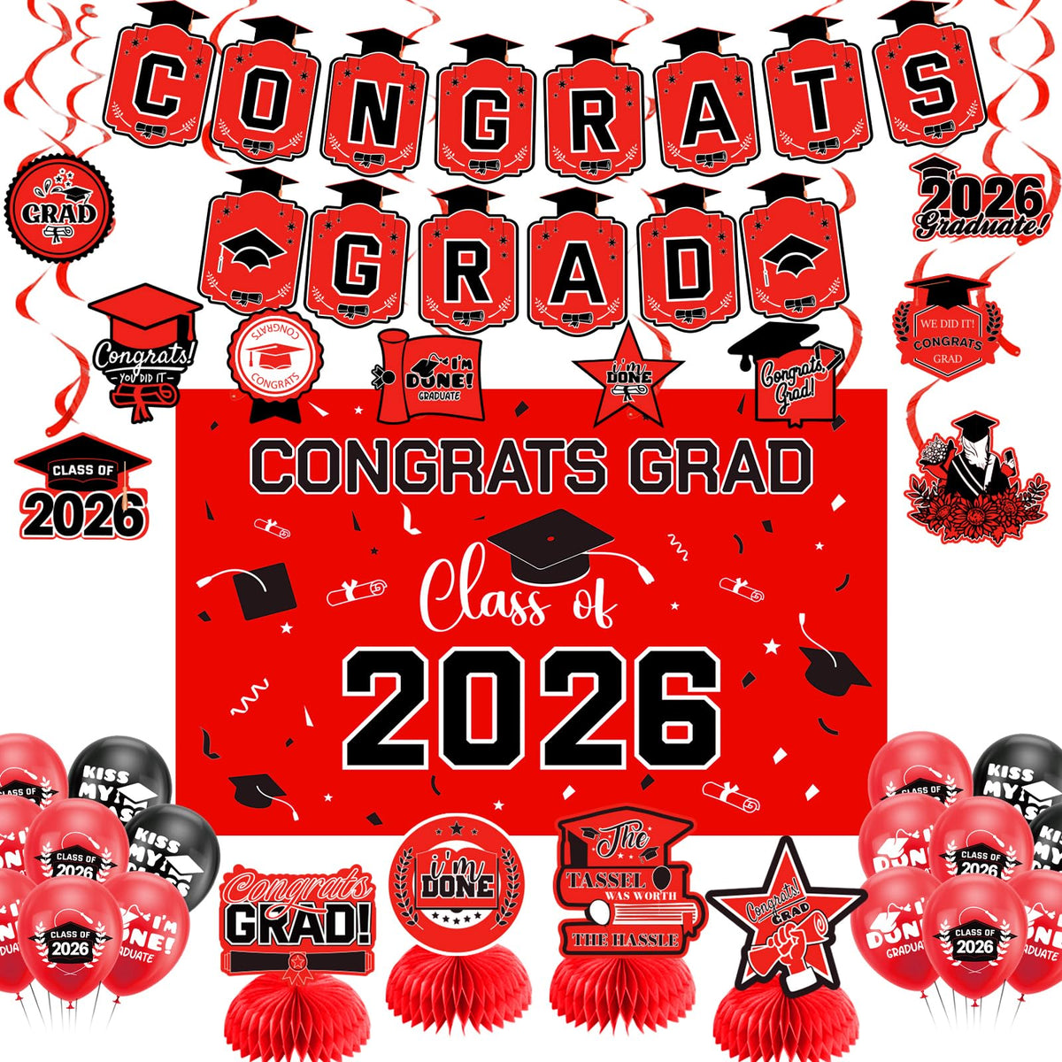 Zerunyiw congrats grad banner enhances graduation party backdrop and photos