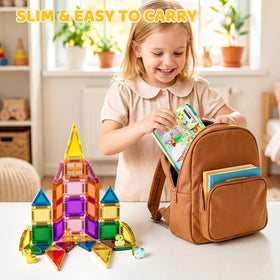 Zerxpho travel magnetic tiles storage box keeps pieces organized for on-the-go fun.