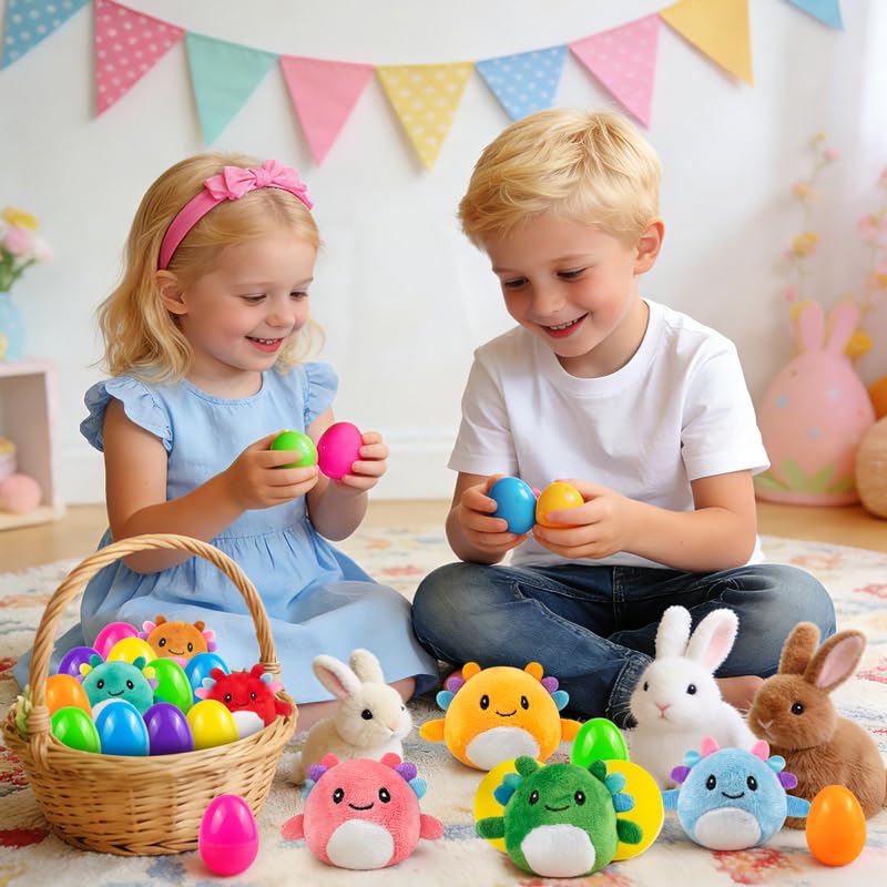Zesua mini axolotl plush size 2.5 x 3.7 inches fits small baskets.