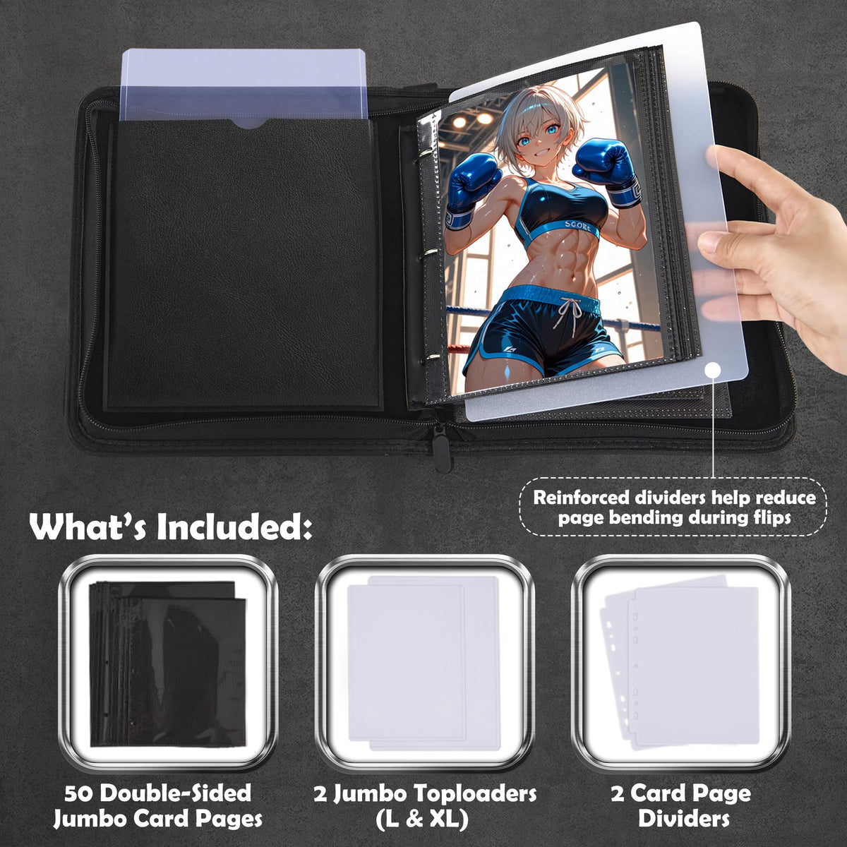 Holds 100 jumbo cards across 50 double-sided pages.