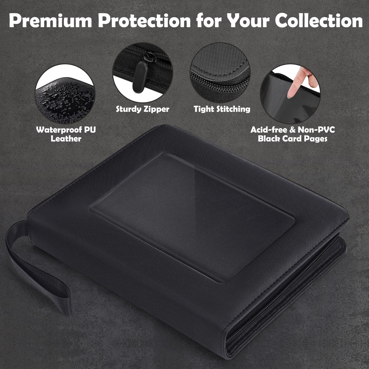 Premium PU leather cover and smooth zipper protect from dust and spills.