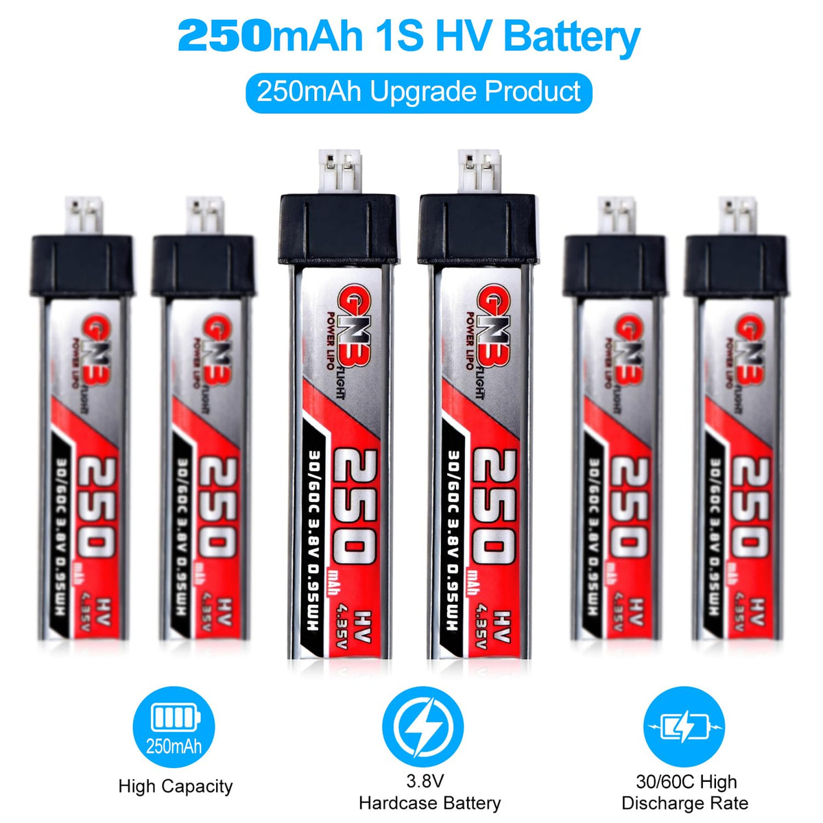 ZEVORO 250mAh 1S battery size 55x12x6mm fits micro quads.