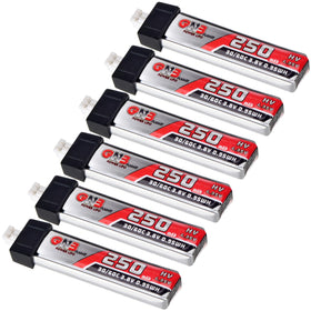 ZEVORO 6pcs 250mAh 1S battery pack for FPV drones.