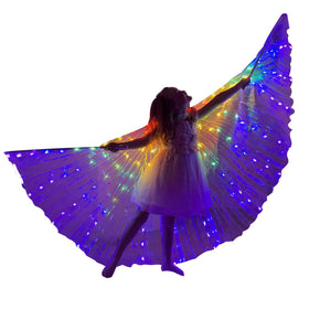 ZFBIRD LED butterfly wings on model glow brightly for a striking stage look