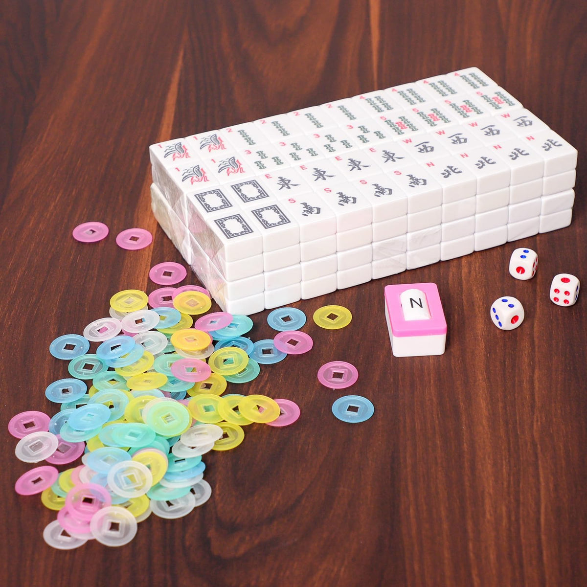 ZGME family game night setup featuring a complete mahjong kit.