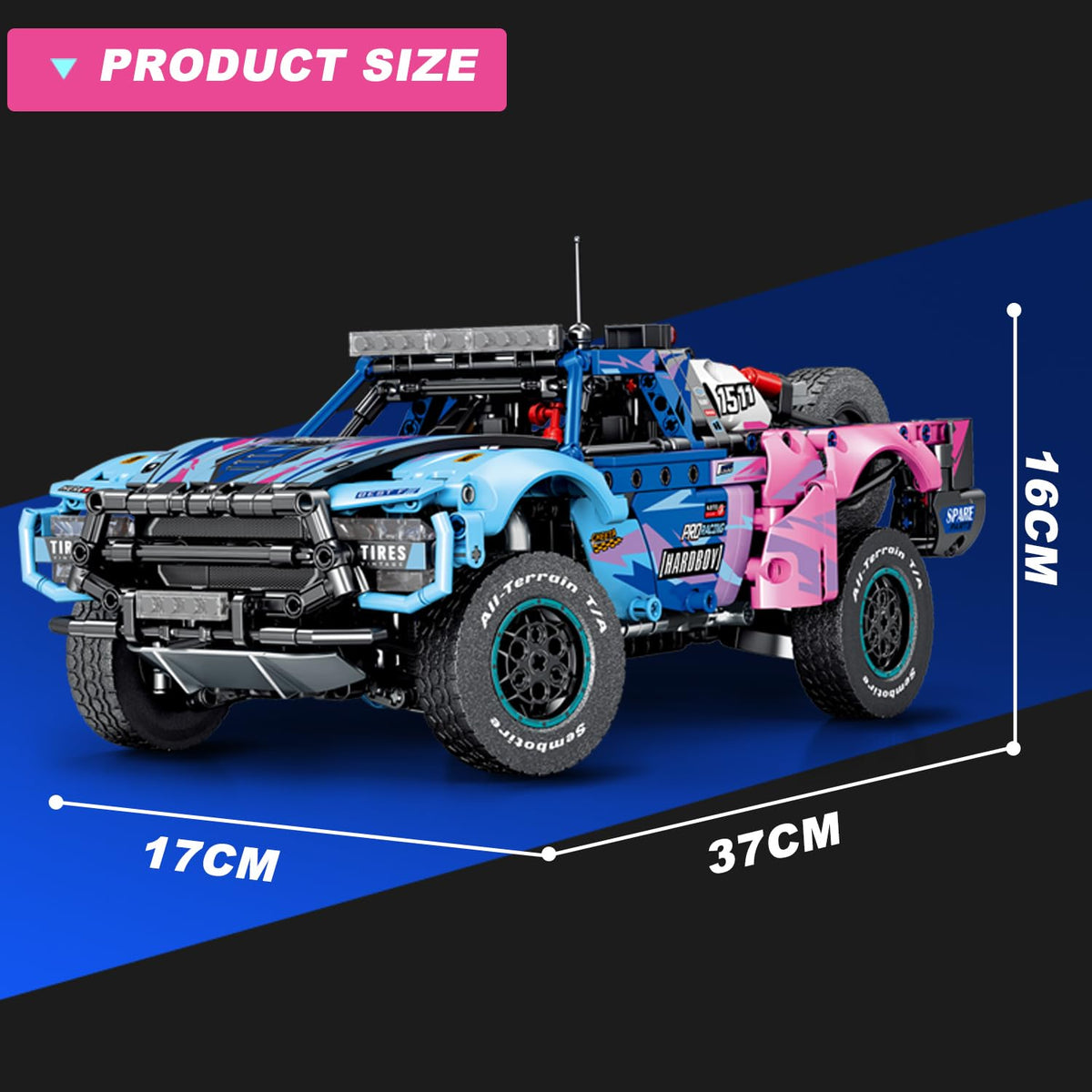 ZGZBLOCK Baja 1000 Trophy Truck model, size 37cm x 17cm x 16cm