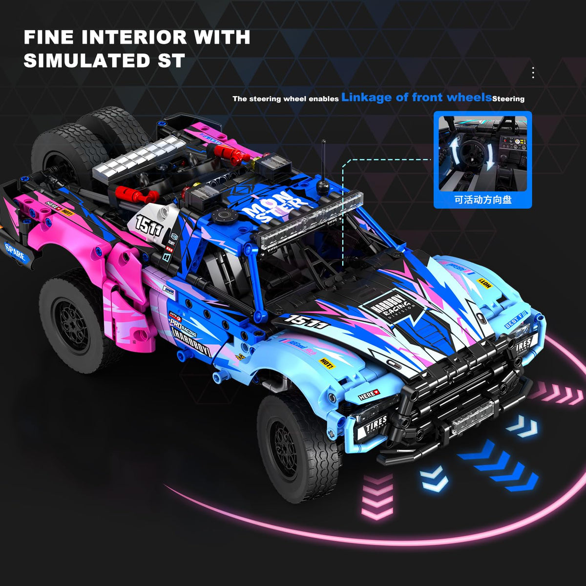 ZGZBLOCK Baja 1000 Trophy Truck model, spare tyres included, ready for action