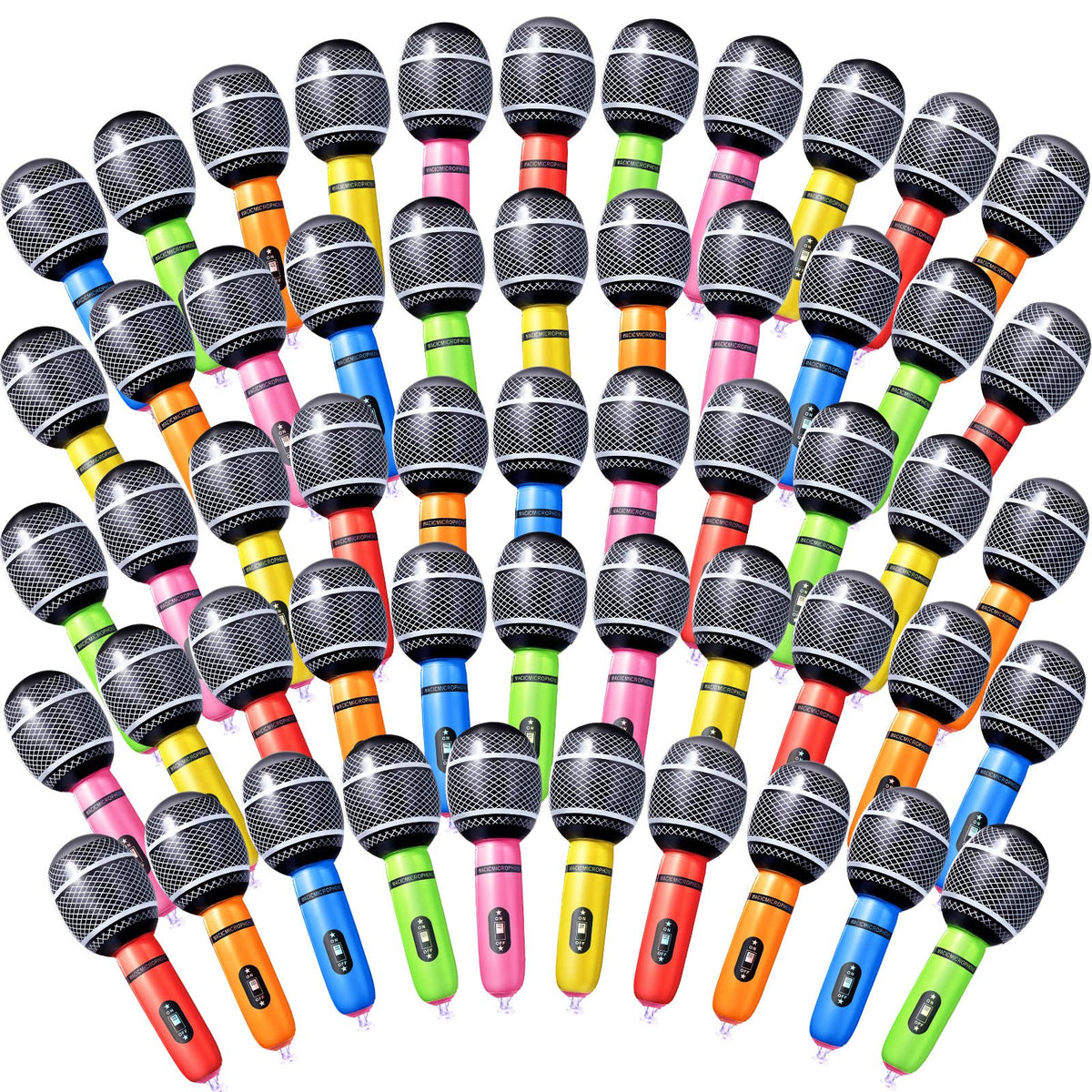 Zhanmai 72-piece inflatable microphones blue for party decor and pretend karaoke play