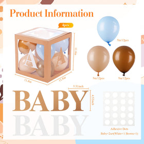 Zhanmai BABY letters on boxes for a personalized gender reveal display.