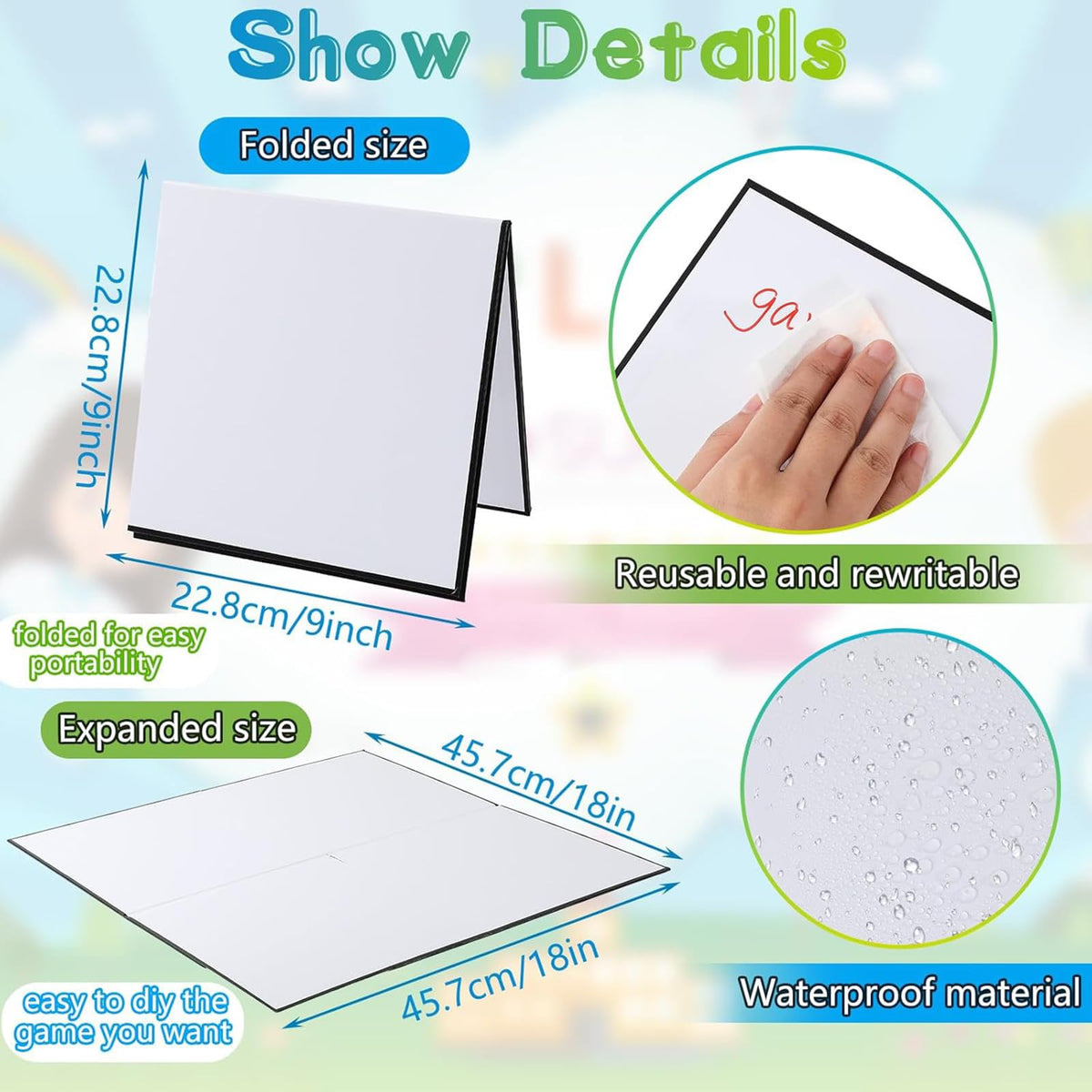 Zhanmai blank game board 18x18 unfolded for versatile play sessions