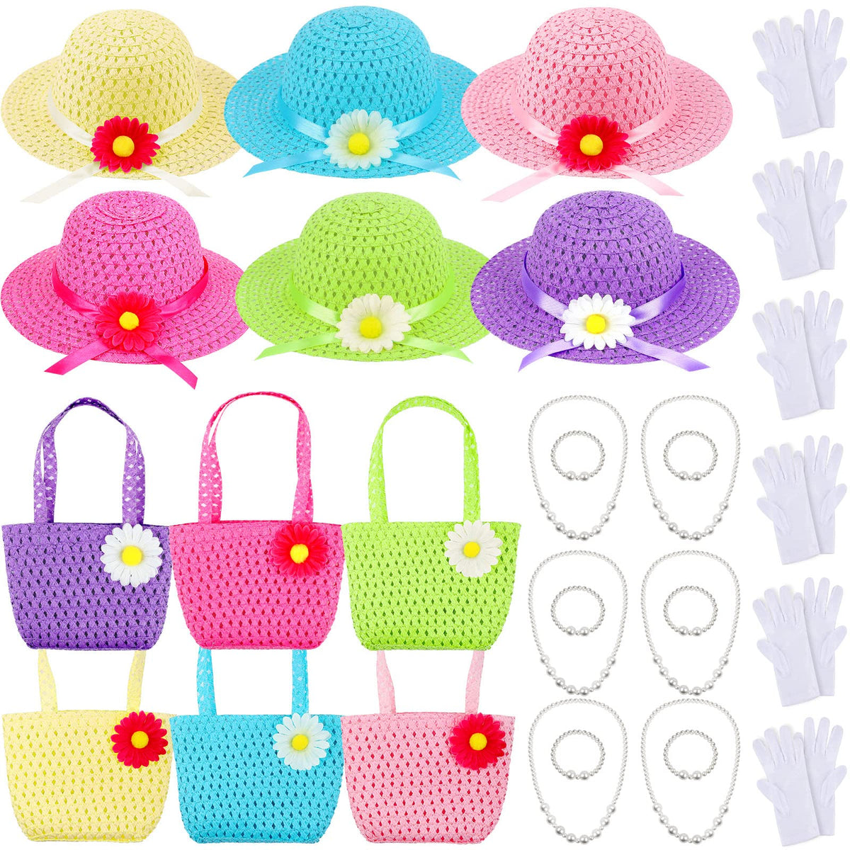 Zhanmai daisy tea party hat set enhances elegant pretend play for girls