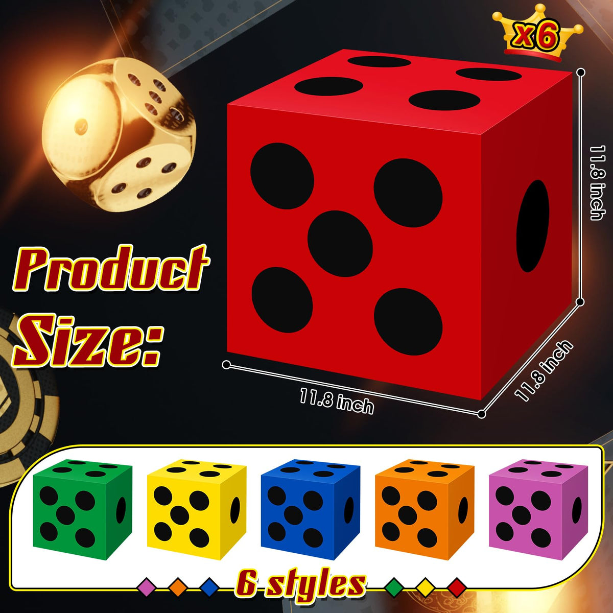 Zhanmai large orange dice box centerpiece for casino party decor