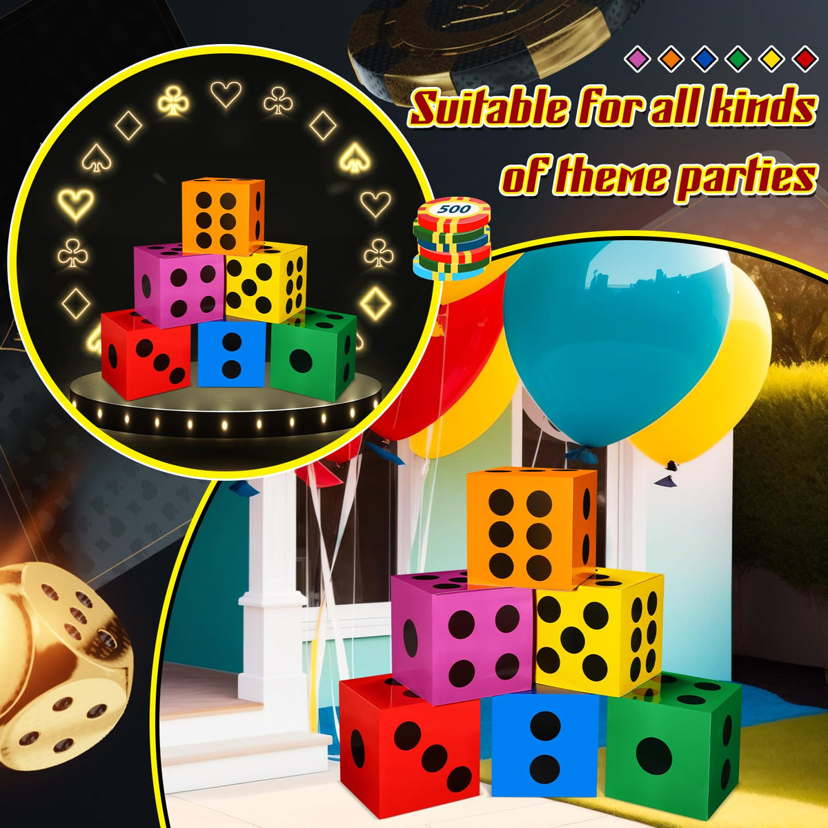 Zhanmai large yellow dice box centerpiece for party tables