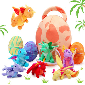 Zhanmai Easter dinosaur plush set on display for party decor
