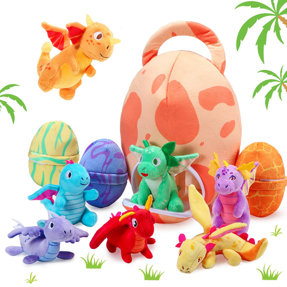 Zhanmai Easter dinosaur plush set on display for party decor