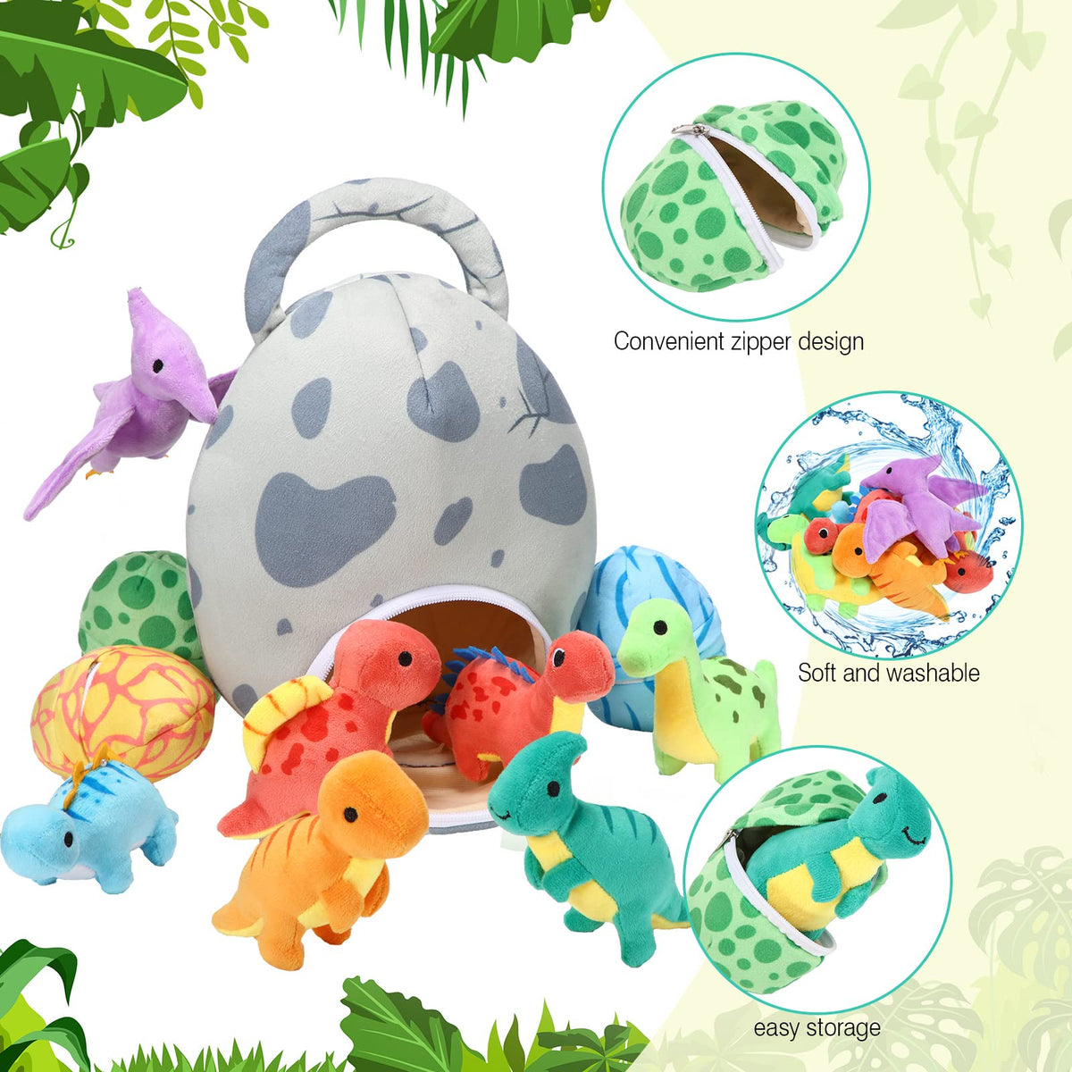 Zhanmai small dinosaur egg pack plush for easy gift packaging and play.
