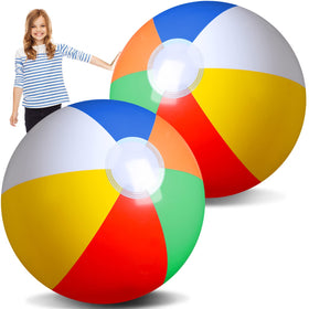 Zhanmai giant inflatable beach ball 48-inch rainbow colors ideal for family beach fun