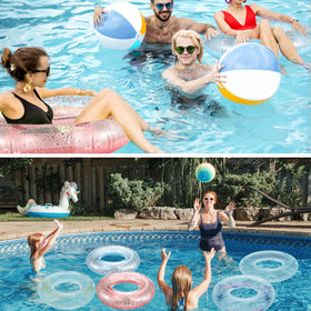 Zhanmai glitter pool floats pink and blue for playful summertime decor