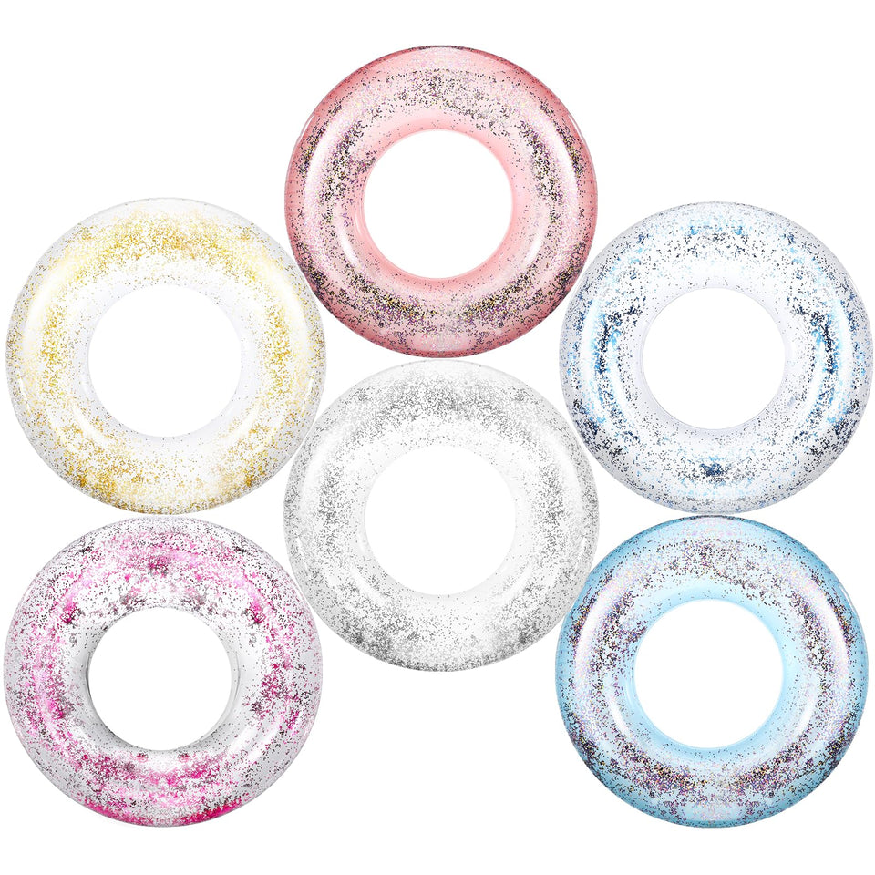 Zhanmai glitter pool floats six-pack for vibrant pool parties