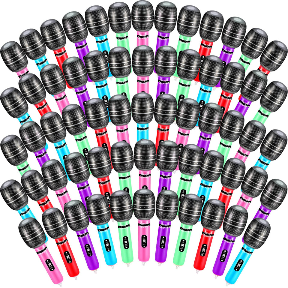 Zhanmai inflatable microphones 60-piece set in assorted colors for lively party decor and play.