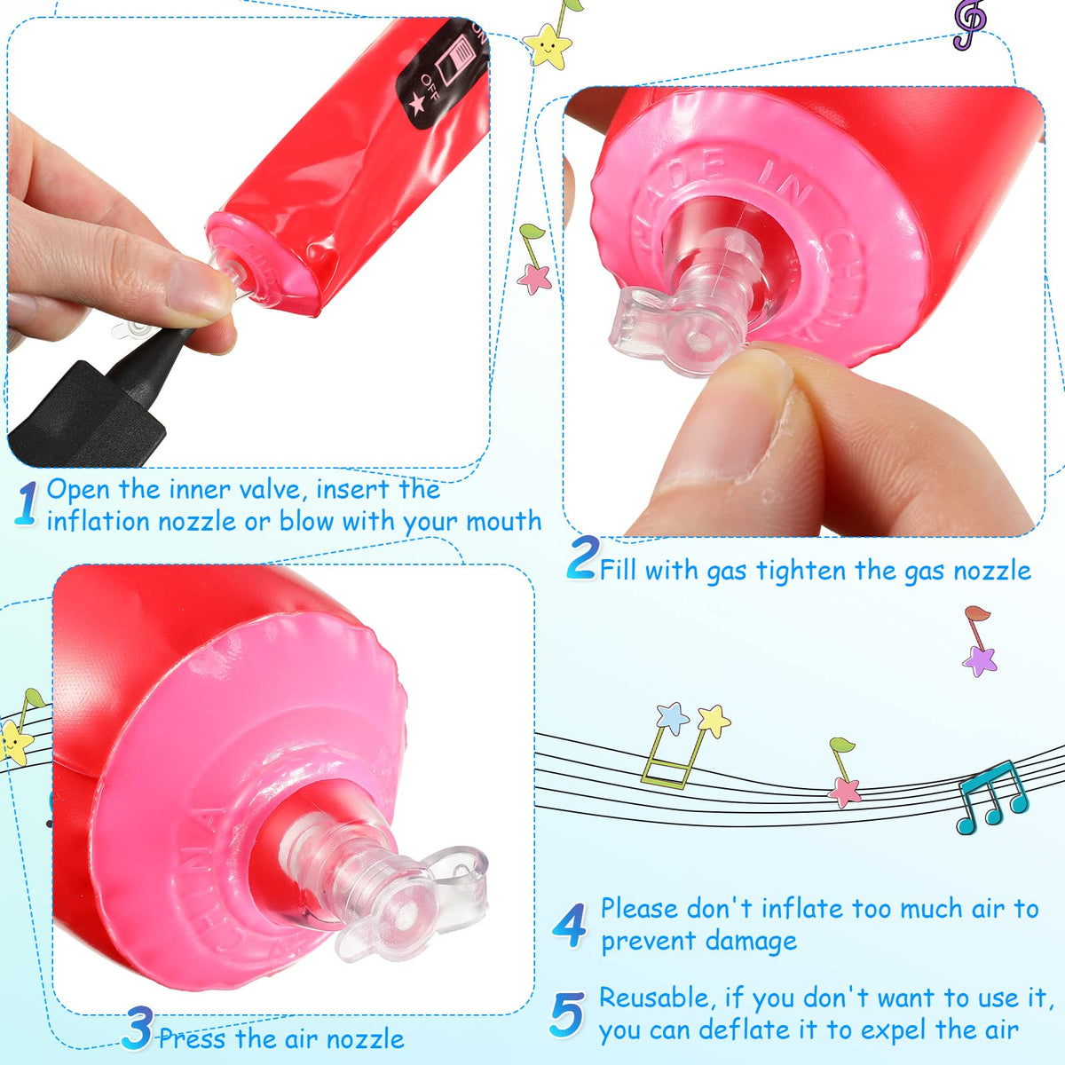 Zhanmai inflatable microphone with realistic head design enhances pretend performances.