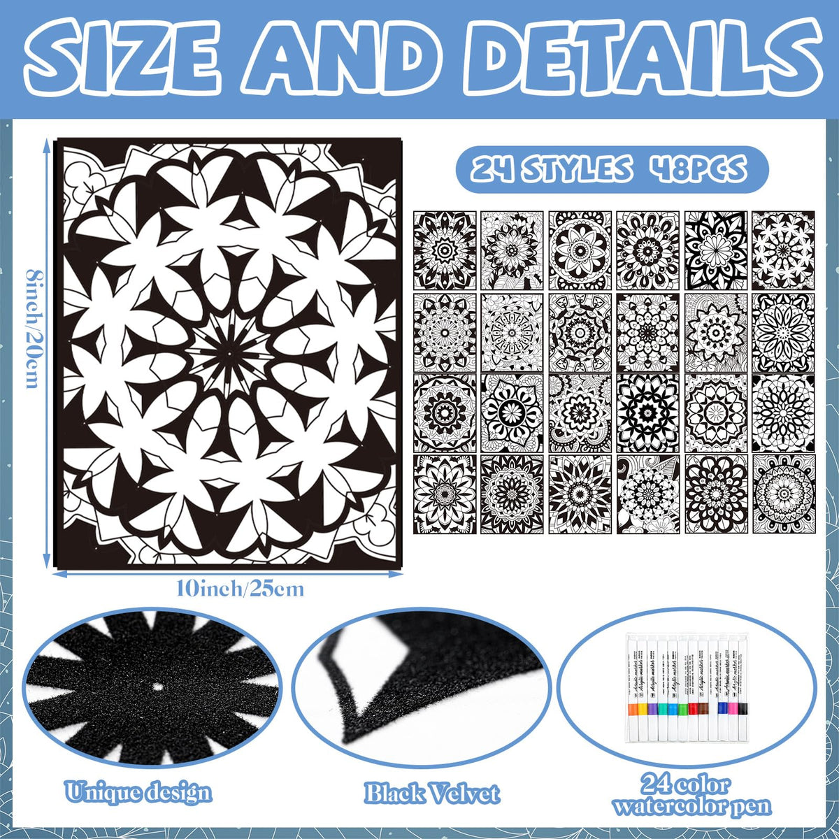 Zhanmai mandala velvet poster in progress shows easy blending with pens.