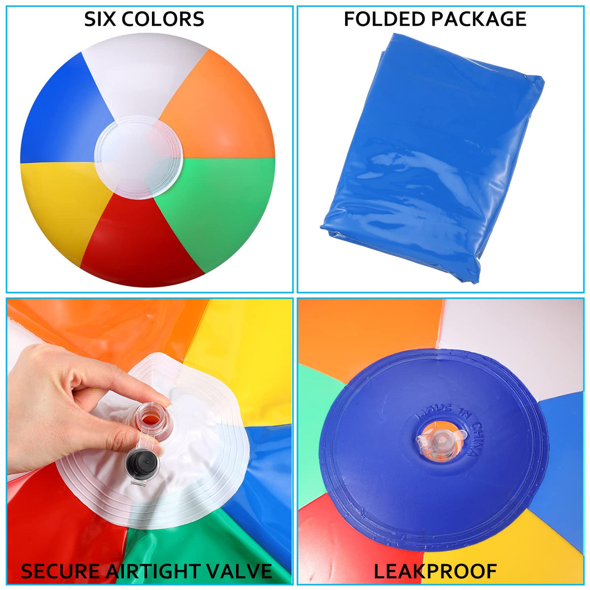 Zhanmai rainbow beach ball close-up highlighting vivid panels and durability