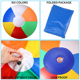 Zhanmai rainbow beach ball close-up highlighting vivid panels and durability