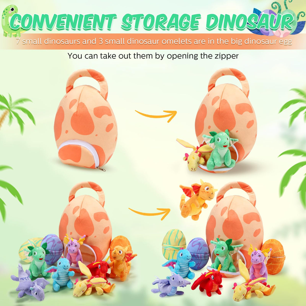 Zhanmai small dinosaur plush toys, about 5 inches tall