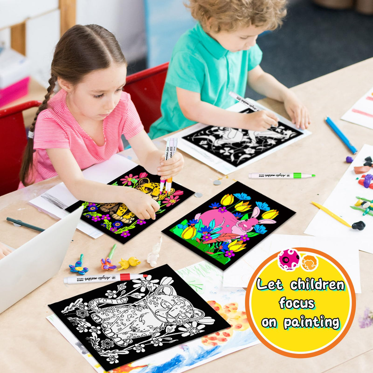 Zhanmai acrylic pens with velvet posters, 12-color set for bold large-area coloring.