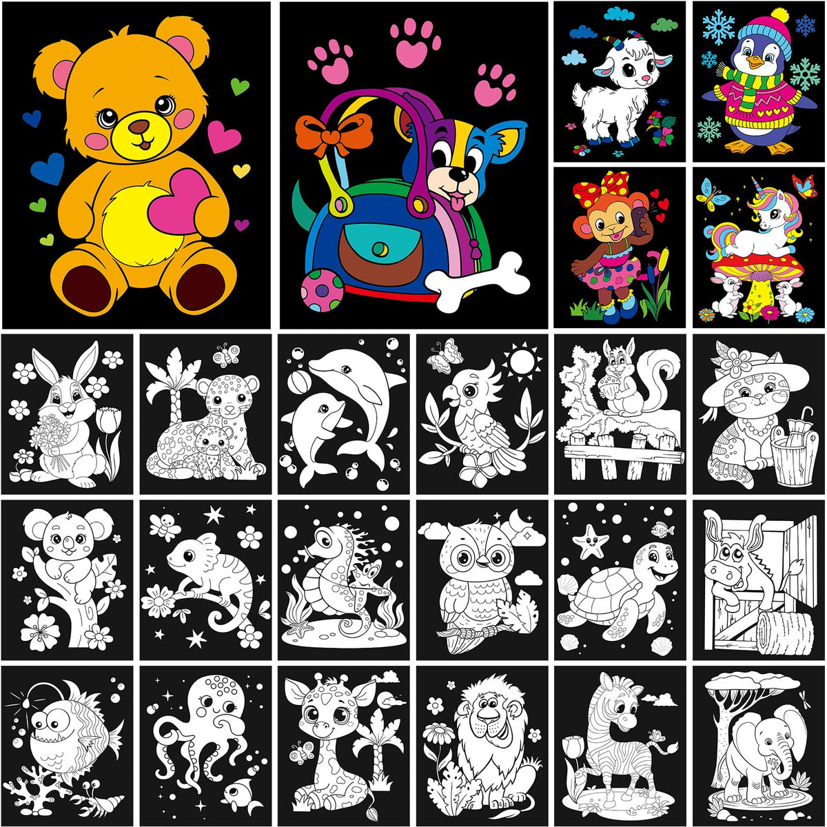 Zhanmai velvet coloring posters for kids with animal designs; enhances creativity and fine motor skills.