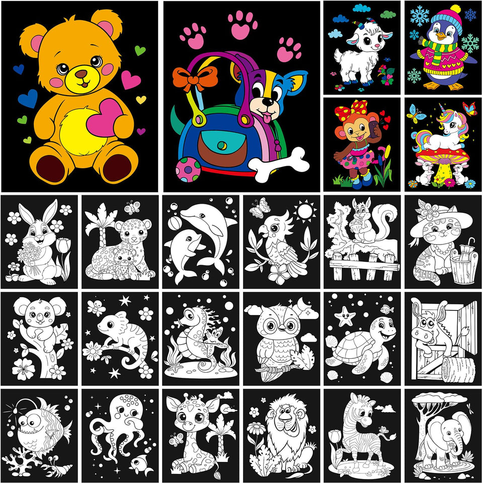 Zhanmai velvet coloring posters for kids with animal designs; enhances creativity and fine motor skills.