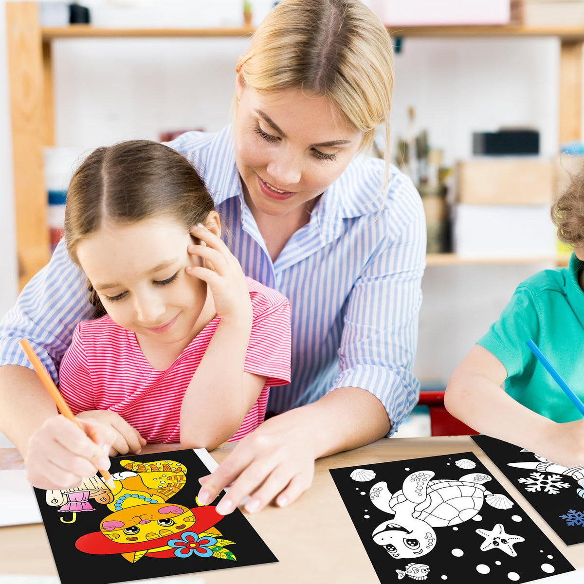 Zhanmai velvet poster set; mess-free coloring with raised edges to hide mistakes.