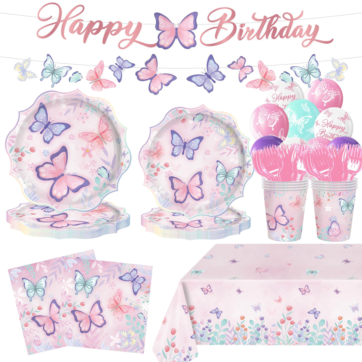 ZHBZPTY butterfly dinner plates (9 inch) for kid-friendly meals at parties