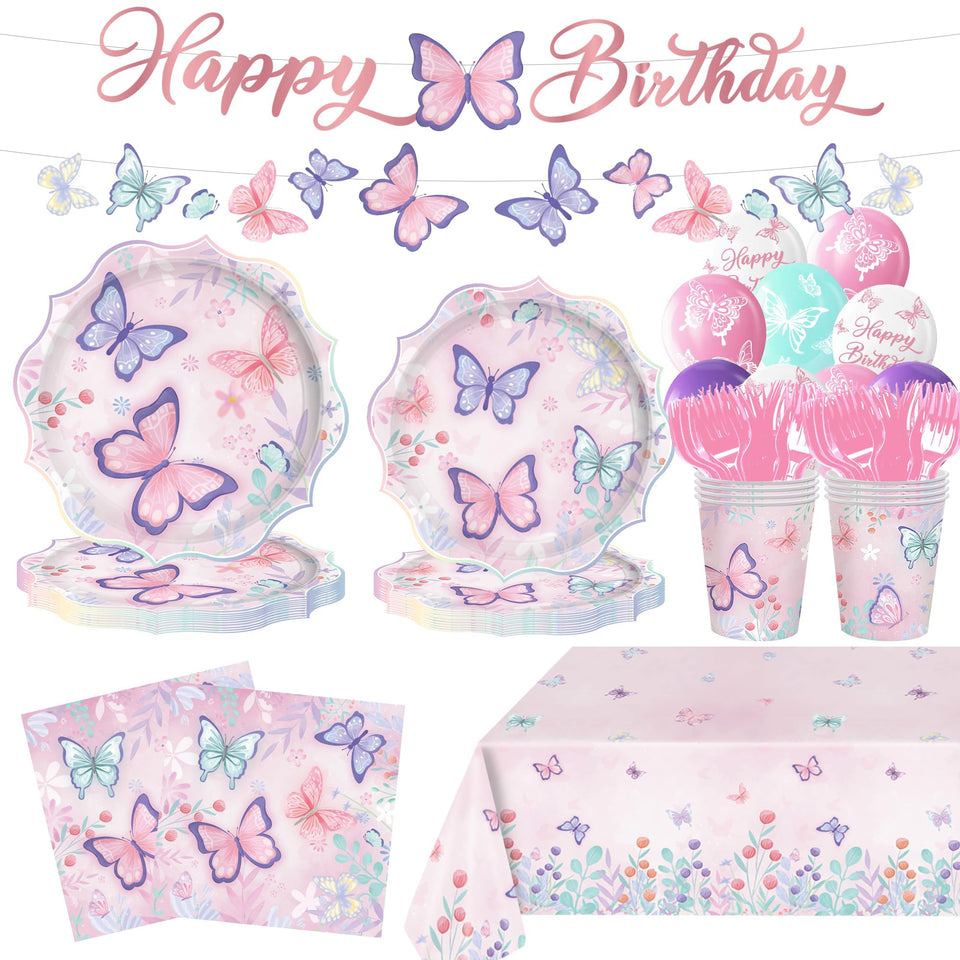 ZHBZPTY butterfly dinner plates (9 inch) for kid-friendly meals at parties