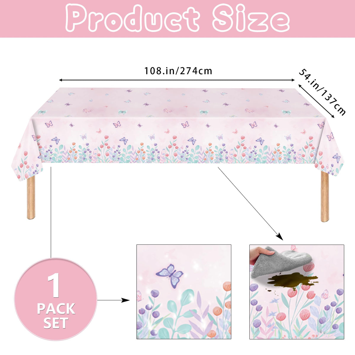 ZHBZPTY butterfly tablecloth 54x108 inches protecting surfaces
