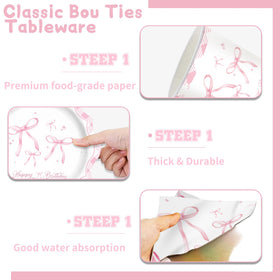 ZHBZPTY Coquette pink bow cups 9 oz for beverages.